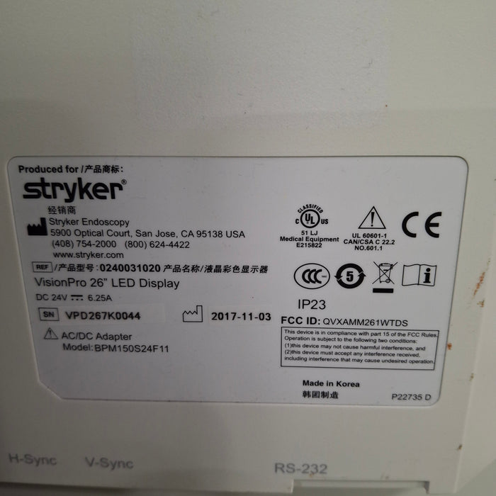 Stryker VisionPro 26" LED Display Monitor