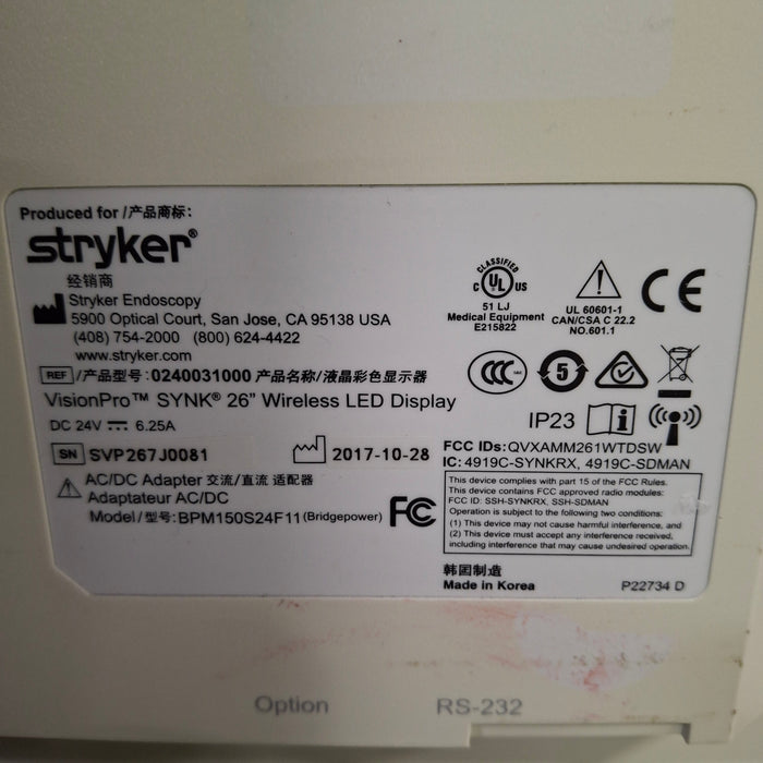 Stryker VisionPro SYNK 26 Wireless LED Display