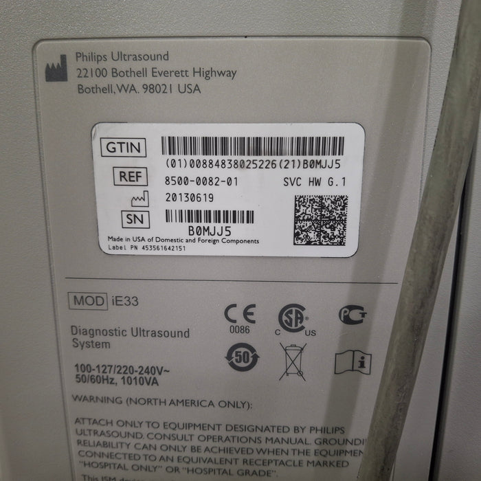 Philips IE33 F-G Cart Ultrasound