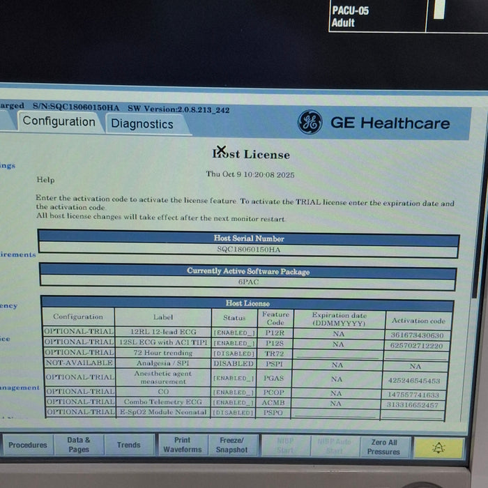 GE Healthcare Carescape B650 Post Anesthesia Care Patient Monitor