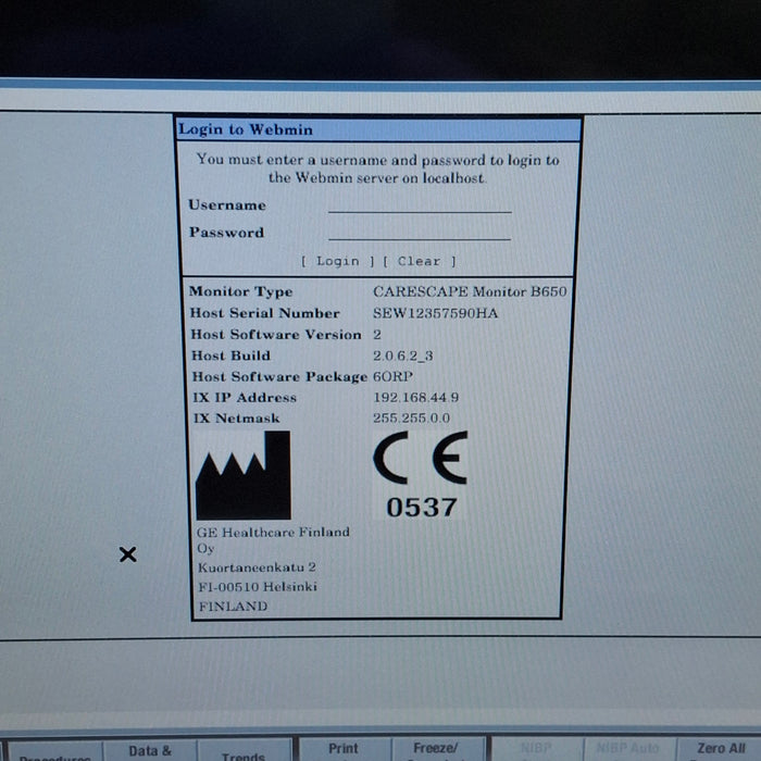 GE Healthcare Carescape B650 Anesthesia Care Patient Monitor