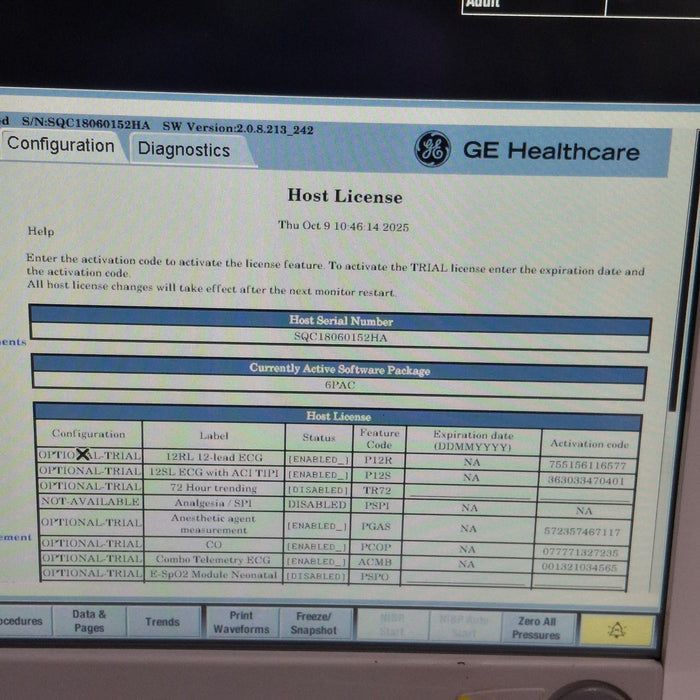 GE Healthcare Carescape B650 Post Anesthesia Care Patient Monitor