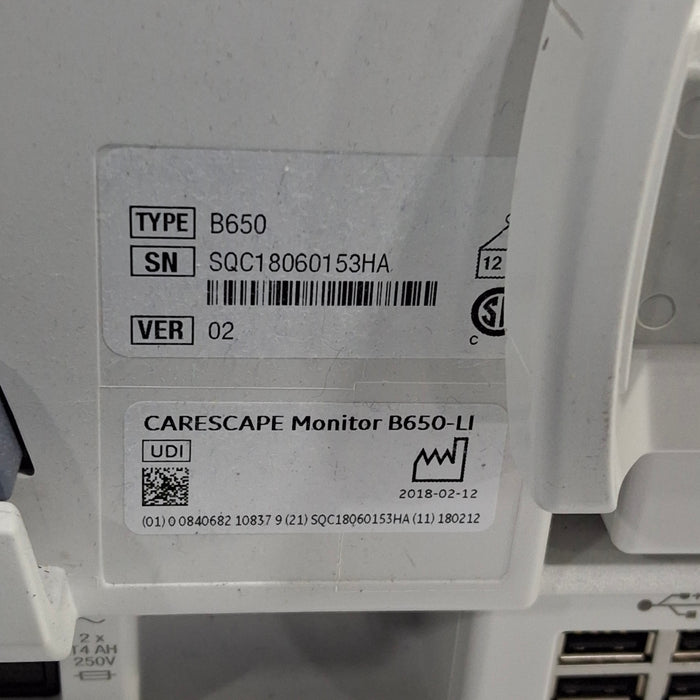 GE Healthcare Carescape B650 Post Anesthesia Care Patient Monitor