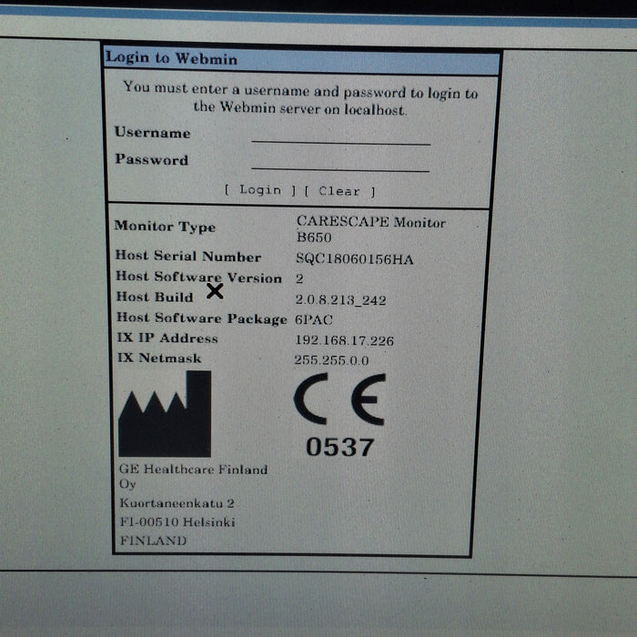 GE Healthcare Carescape B650 Post Anesthesia Care Patient Monitor