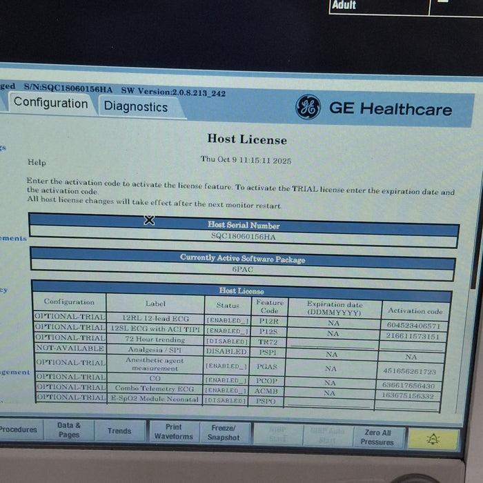 GE Healthcare Carescape B650 Post Anesthesia Care Patient Monitor