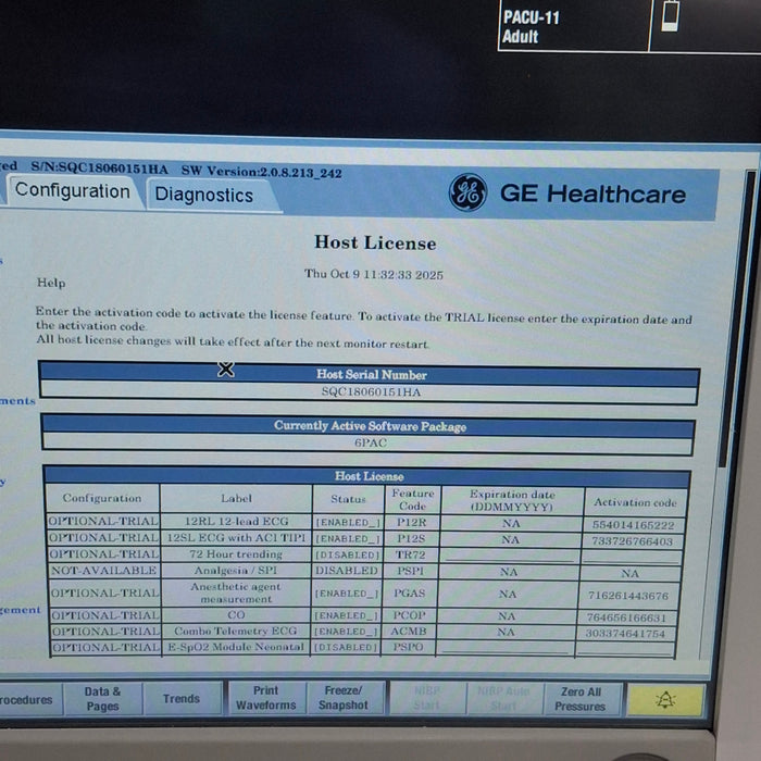 GE Healthcare Carescape B650 Post Anesthesia Care Patient Monitor