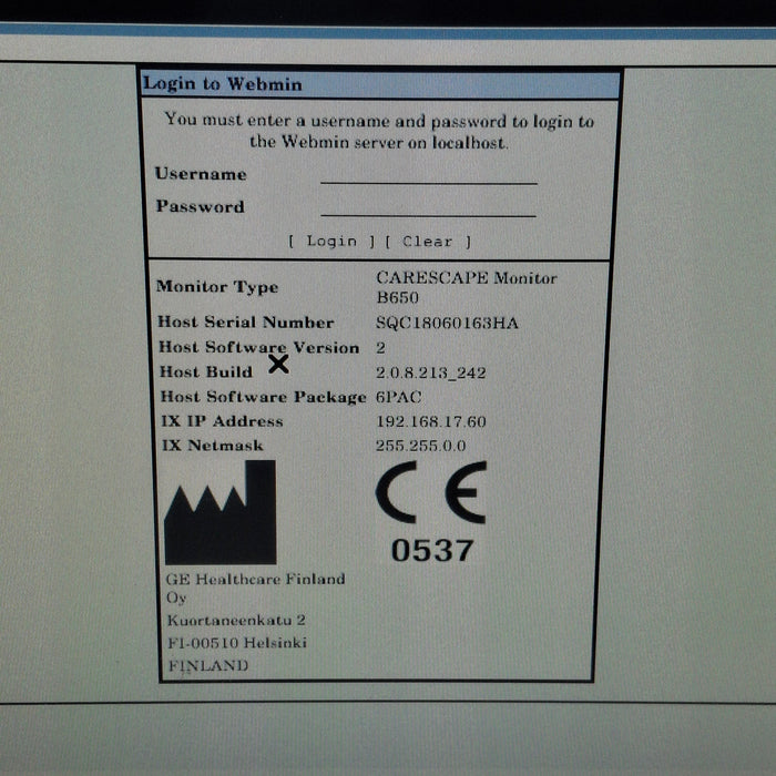 GE Healthcare Carescape B650 Post Anesthesia Care Patient Monitor
