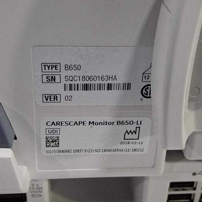 GE Healthcare Carescape B650 Post Anesthesia Care Patient Monitor
