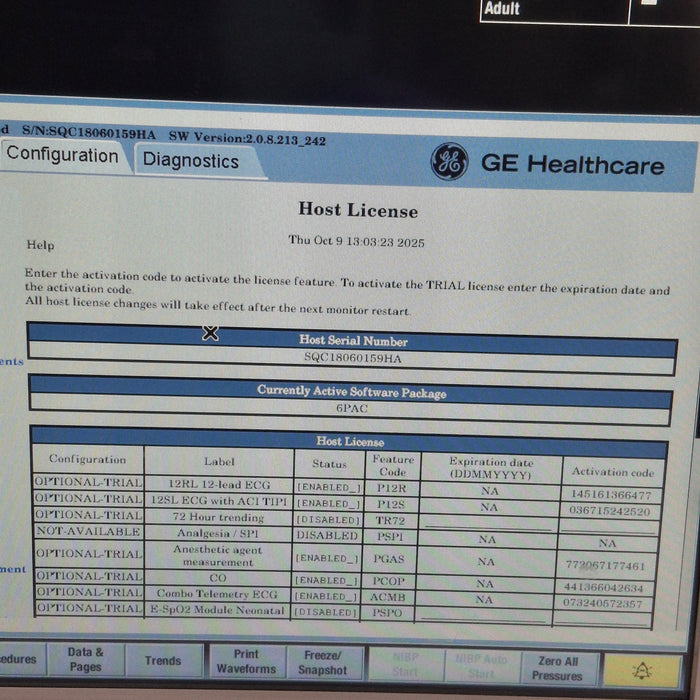 GE Healthcare Carescape B650 Post Anesthesia Care Patient Monitor