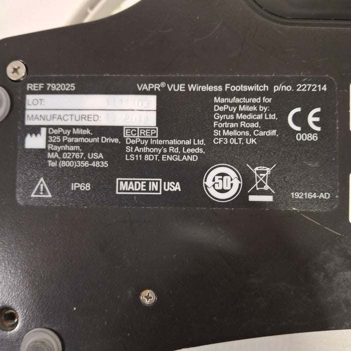 DePuy VAPR VUE 792025 Wireless Footswitch
