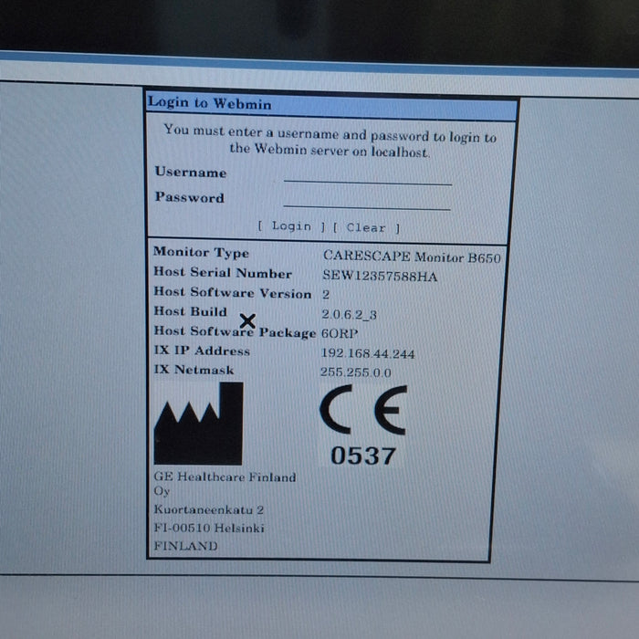 GE Healthcare Carescape B650 Anesthesia Care Patient Monitor