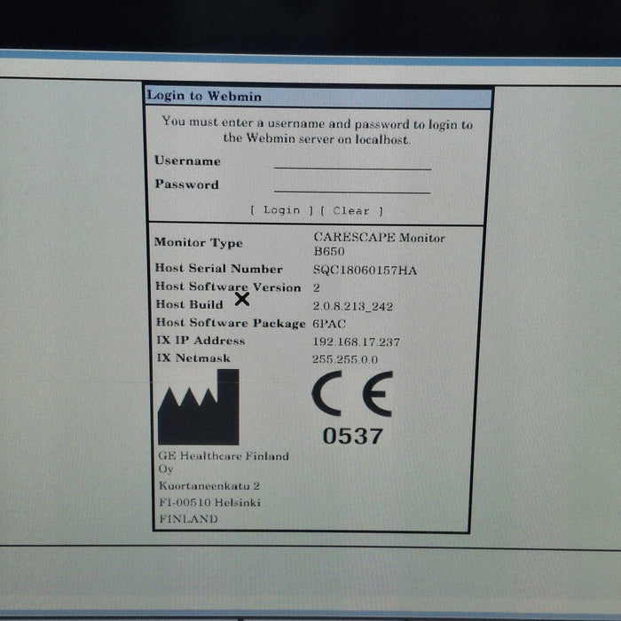 GE Healthcare Carescape B650 Post Anesthesia Care Patient Monitor