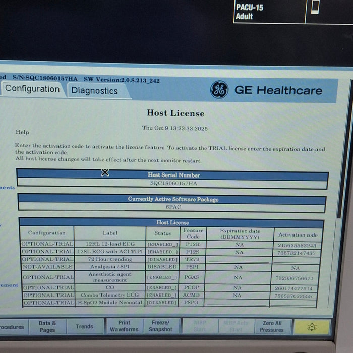 GE Healthcare Carescape B650 Post Anesthesia Care Patient Monitor