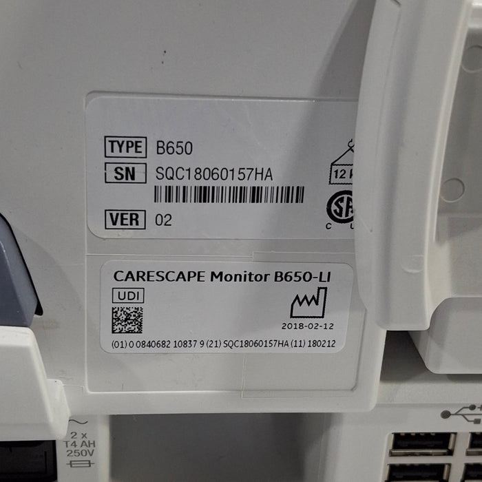 GE Healthcare Carescape B650 Post Anesthesia Care Patient Monitor