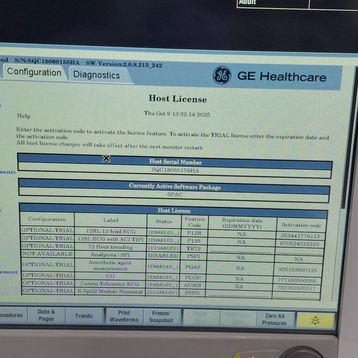 GE Healthcare Carescape B650 Post Anesthesia Care Patient Monitor