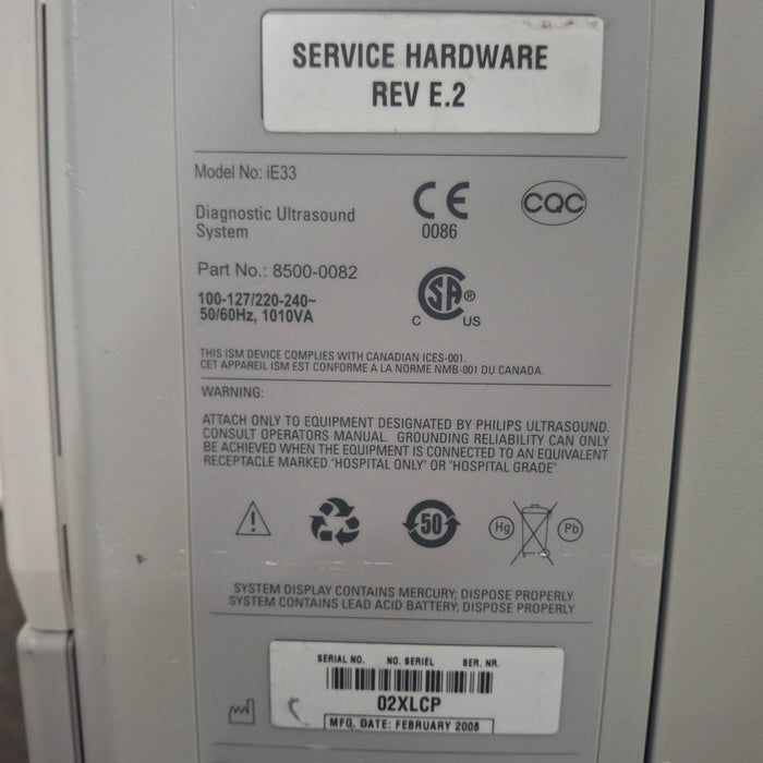 Philips IE33 A-E Cart Ultrasound