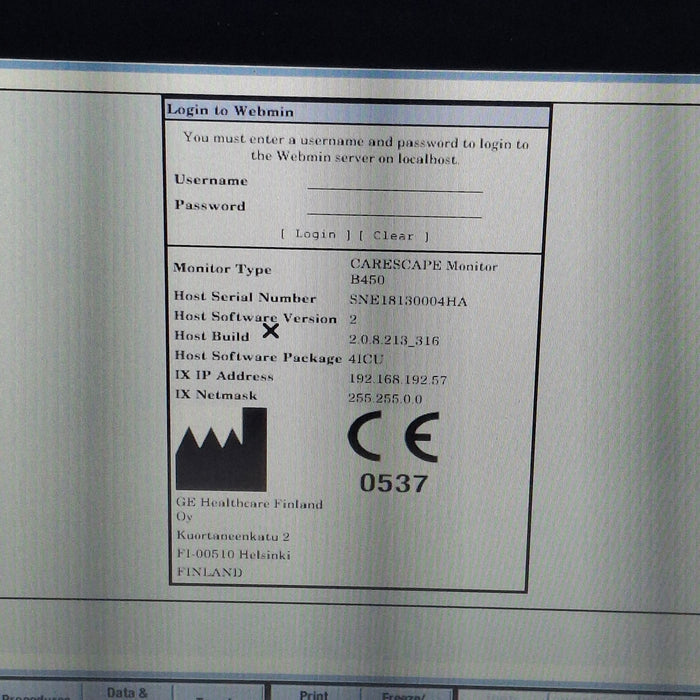 GE Healthcare Carescape B450 Critical Care Patient Monitor