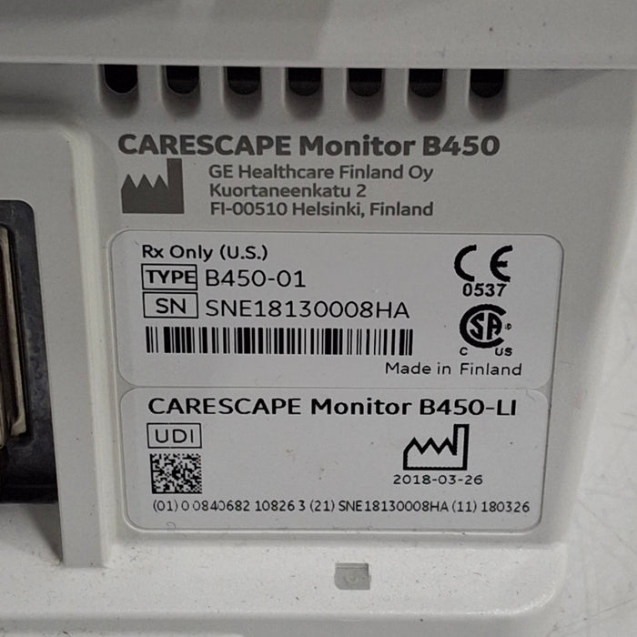 GE Healthcare Carescape B450 Critical Care Patient Monitor