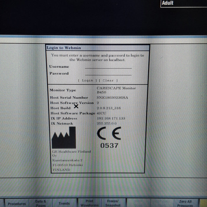 GE Healthcare Carescape B450 Critical Care Patient Monitor