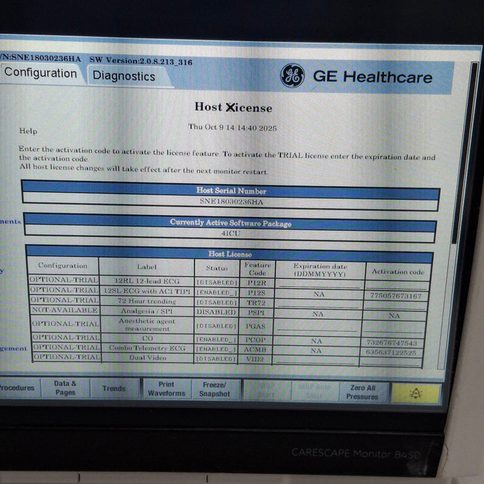 GE Healthcare Carescape B450 Critical Care Patient Monitor