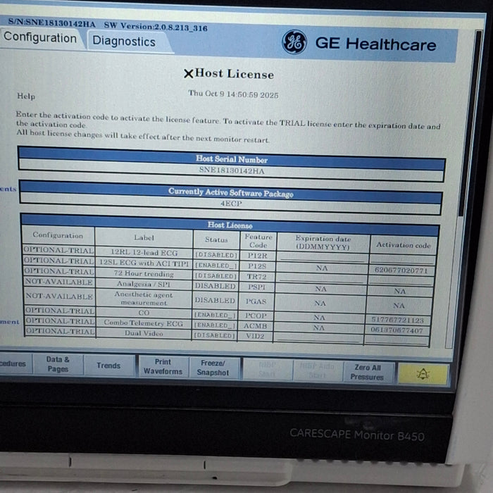 GE Healthcare Carescape B450 Emergency Care Patient Monitor