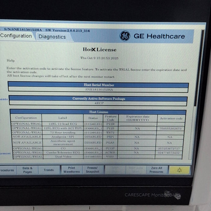GE Healthcare Carescape B450 Emergency Care Patient Monitor