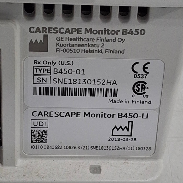 GE Healthcare Carescape B450 Emergency Care Patient Monitor