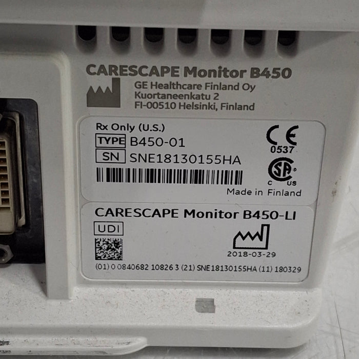 GE Healthcare Carescape B450 Emergency Care Patient Monitor