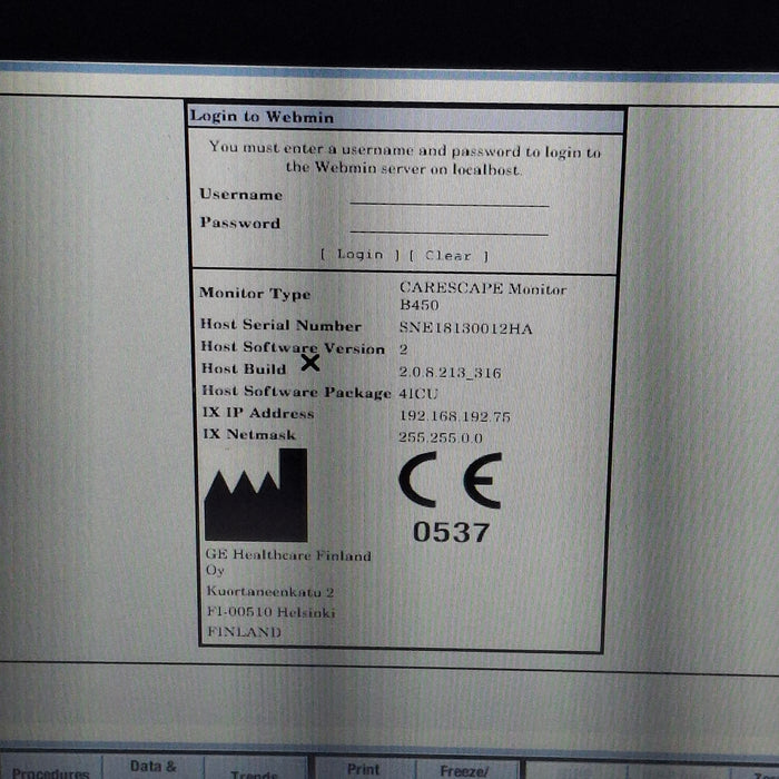 GE Healthcare Carescape B450 Critical Care Patient Monitor