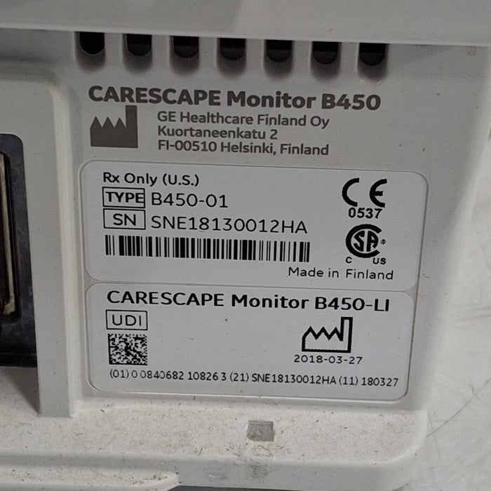 GE Healthcare Carescape B450 Critical Care Patient Monitor