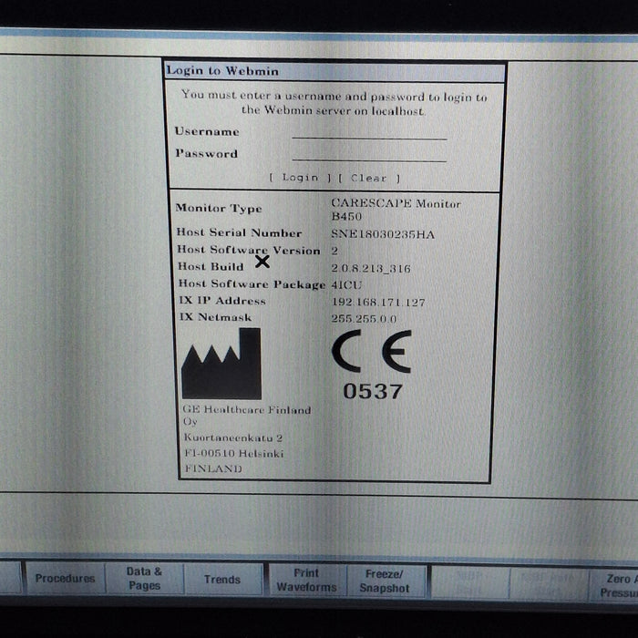 GE Healthcare Carescape B450 Critical Care Patient Monitor