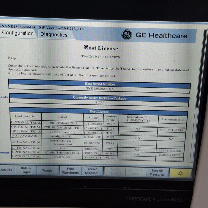 GE Healthcare Carescape B450 Critical Care Patient Monitor