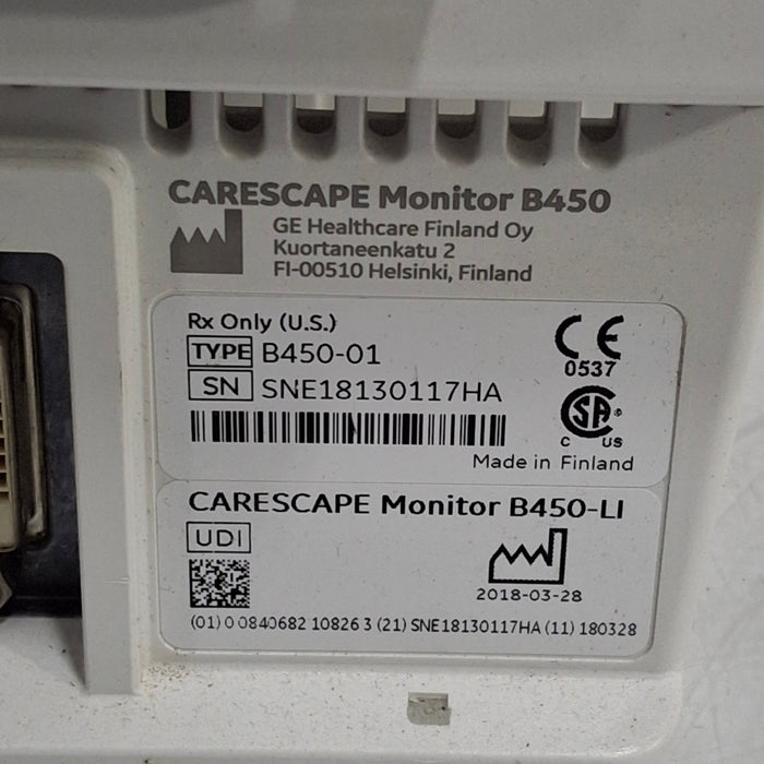 GE Healthcare Carescape B450 Emergency Care Patient Monitor