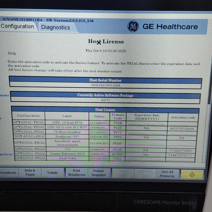 GE Healthcare Carescape B450 Critical Care Patient Monitor
