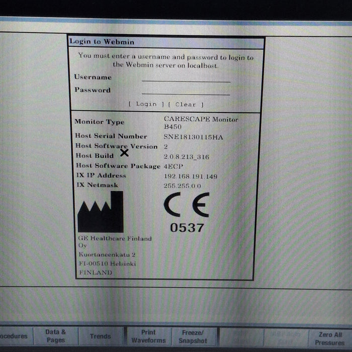 GE Healthcare Carescape B450 Emergency Care Patient Monitor