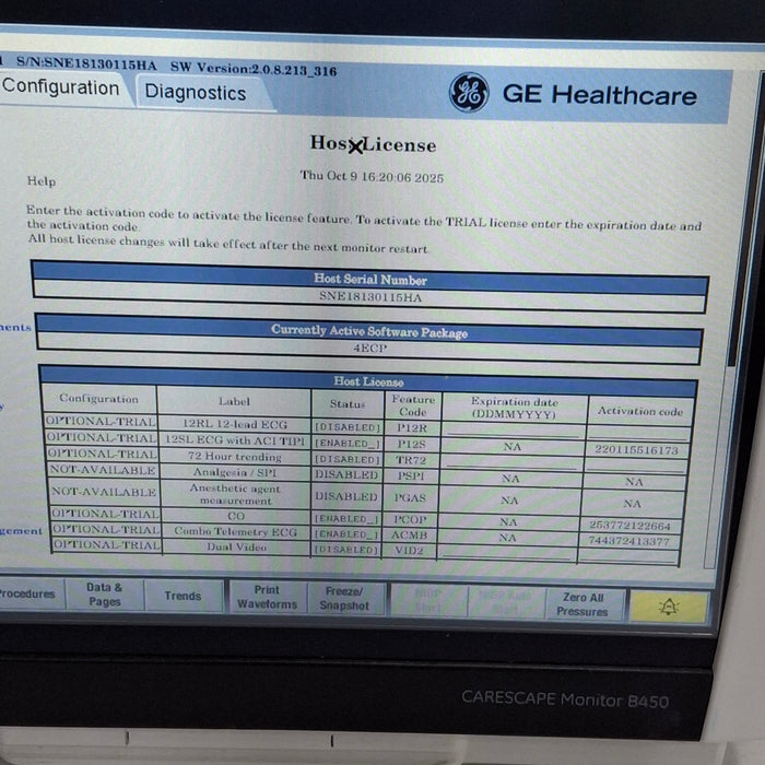GE Healthcare Carescape B450 Emergency Care Patient Monitor
