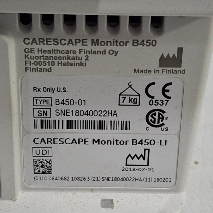 GE Healthcare Carescape B450 Critical Care Patient Monitor