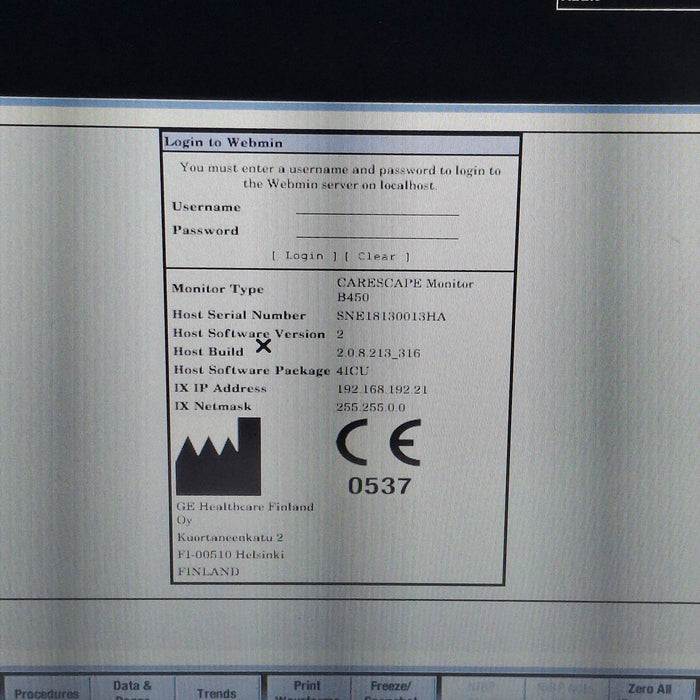 GE Healthcare Carescape B450 Critical Care Patient Monitor