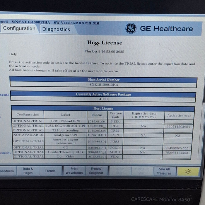 GE Healthcare Carescape B450 Critical Care Patient Monitor