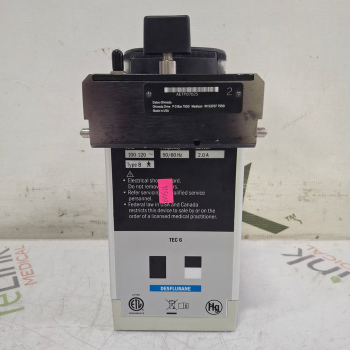 Datex-Ohmeda Tec 6 Plus Desflurane Vaporizer