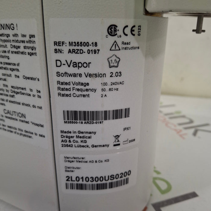 Draeger Medical D-Vapor Desflurane Vaporizer