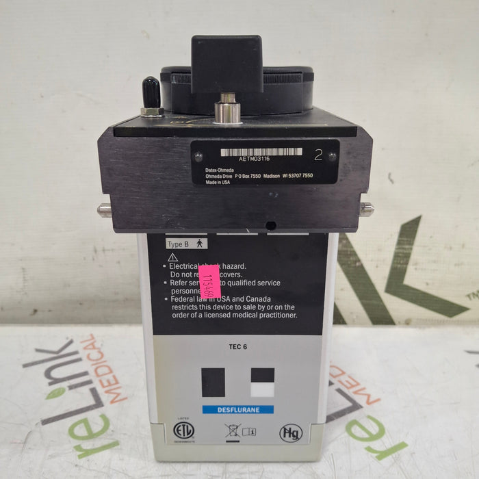 Datex-Ohmeda Tec 6 Plus Desflurane Vaporizer