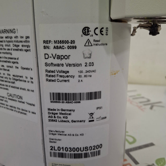 Draeger Medical D-Vapor Desflurane Vaporizer