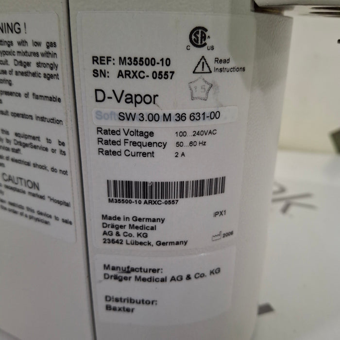 Draeger Medical D-Vapor Desflurane Vaporizer