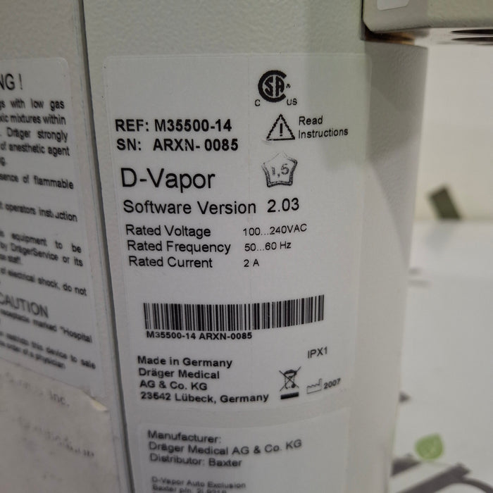 Draeger Medical D-Vapor Desflurane Vaporizer