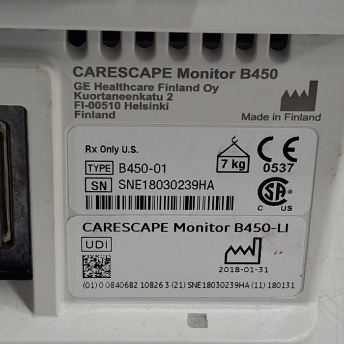 GE Healthcare Carescape B450 Critical Care Patient Monitor