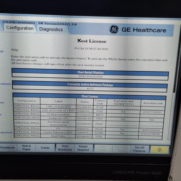 GE Healthcare Carescape B450 Critical Care Patient Monitor