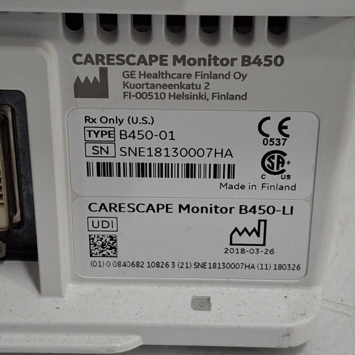 GE Healthcare Carescape B450 Patient Monitor