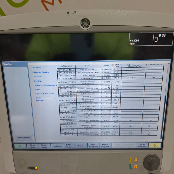 GE Healthcare Carescape B650 Post Anesthesia Care Patient Monitor