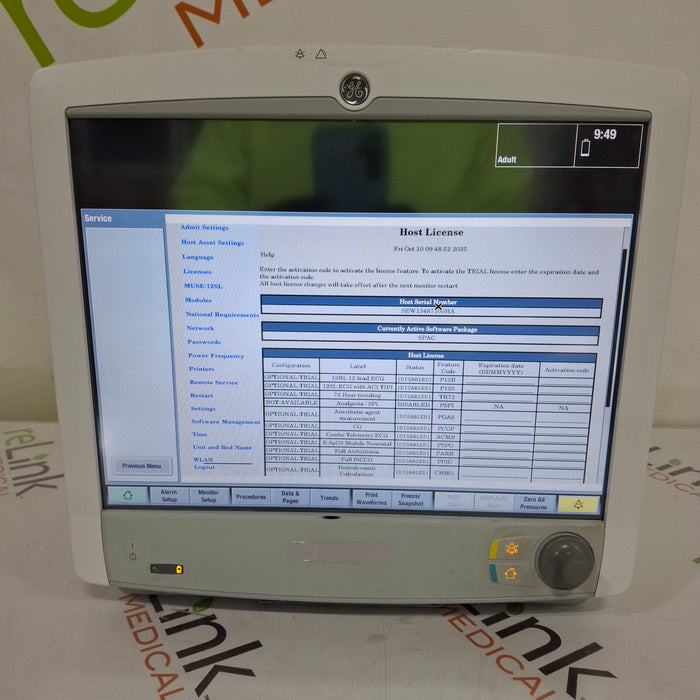 GE Healthcare Carescape B650 Post Anesthesia Care Patient Monitor